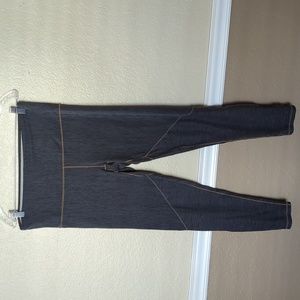 Prana Grey Capris with Brown Stitching in L